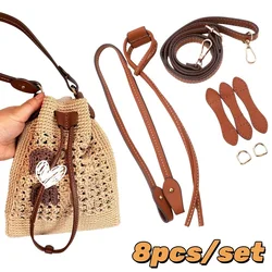 8pcs DIY Handmade Woven Drawstring Shoulder Bag Straps Replacement Woven Handbag Handles Bucket Bag Backpack Beam Pocket Parts