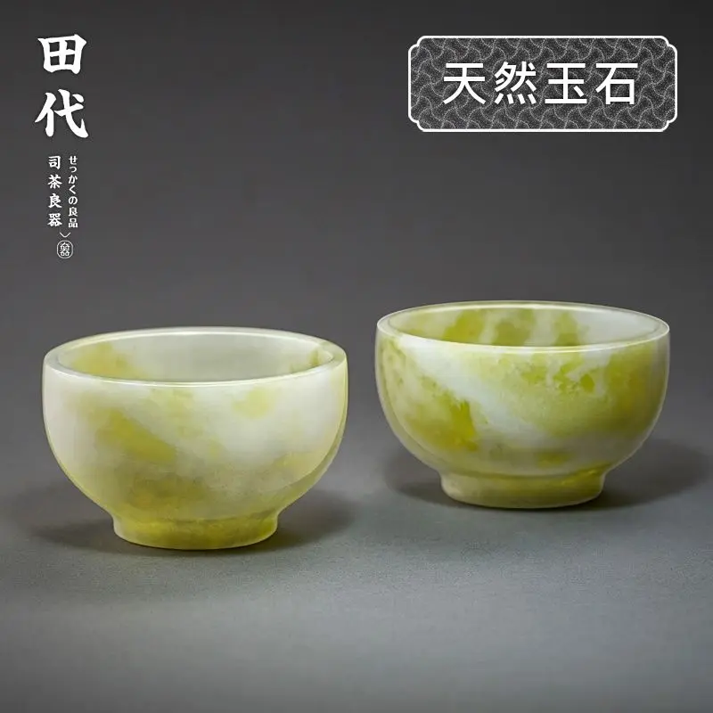 25ml prawdziwe Jade kubek do herbaty zdrowie Teaset naturalne Lantian Jades kamień ręcznie rzeźbione Kung Fu filiżanki Gongfu Teaware do napojów prezent