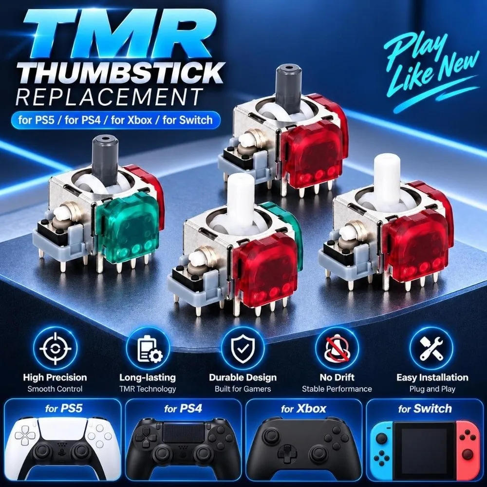 Anti-Drift TMR Electromagnetic Joystick High Precision Angle Hall Effect Joystick Replacement Upgraded for PS5/PS4/XBOX/Switch