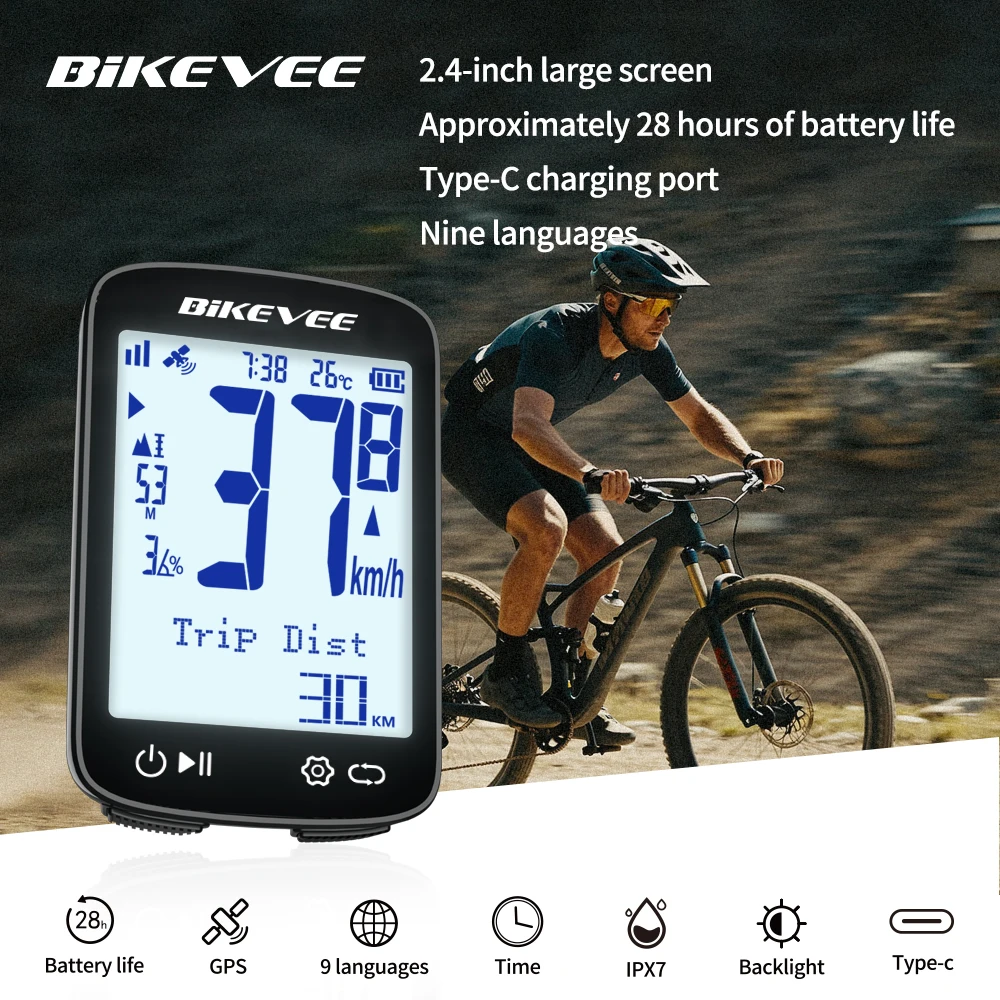 

Wireless GPS Bicycle Computer Multi-Language Cycling Speedometer Odometer Waterproof Cycle Kilometer Counter Bike Accessories