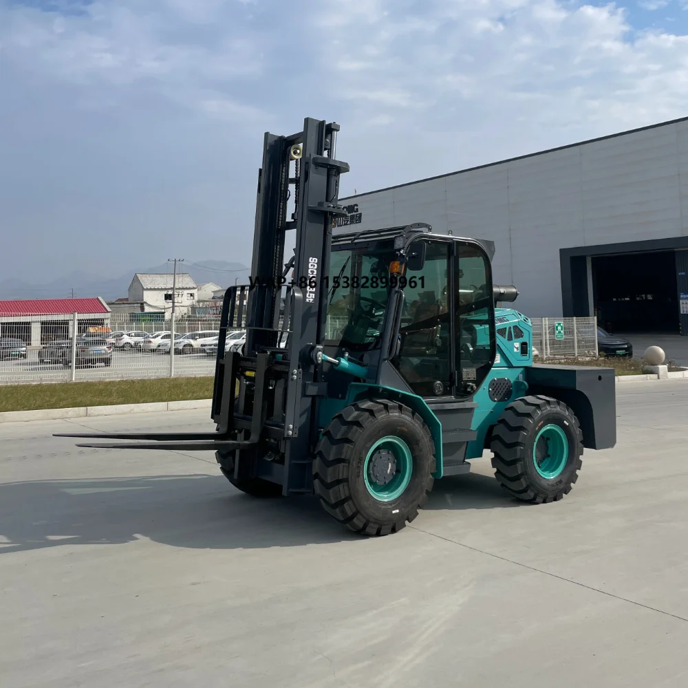 Compact 4wd Rough Terrain Forklift Trucks 3.5-6t Portable 4x4 Fork Lift with Small Turning Radius