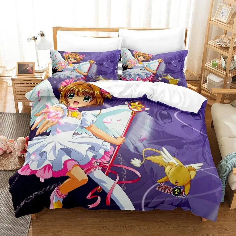 

3D Print Anime Cardcaptor Sakura Bedding Set Duvet Cover Bed Set Quilt Cover Pillowcase Comforter king Queen Size Boys Adult