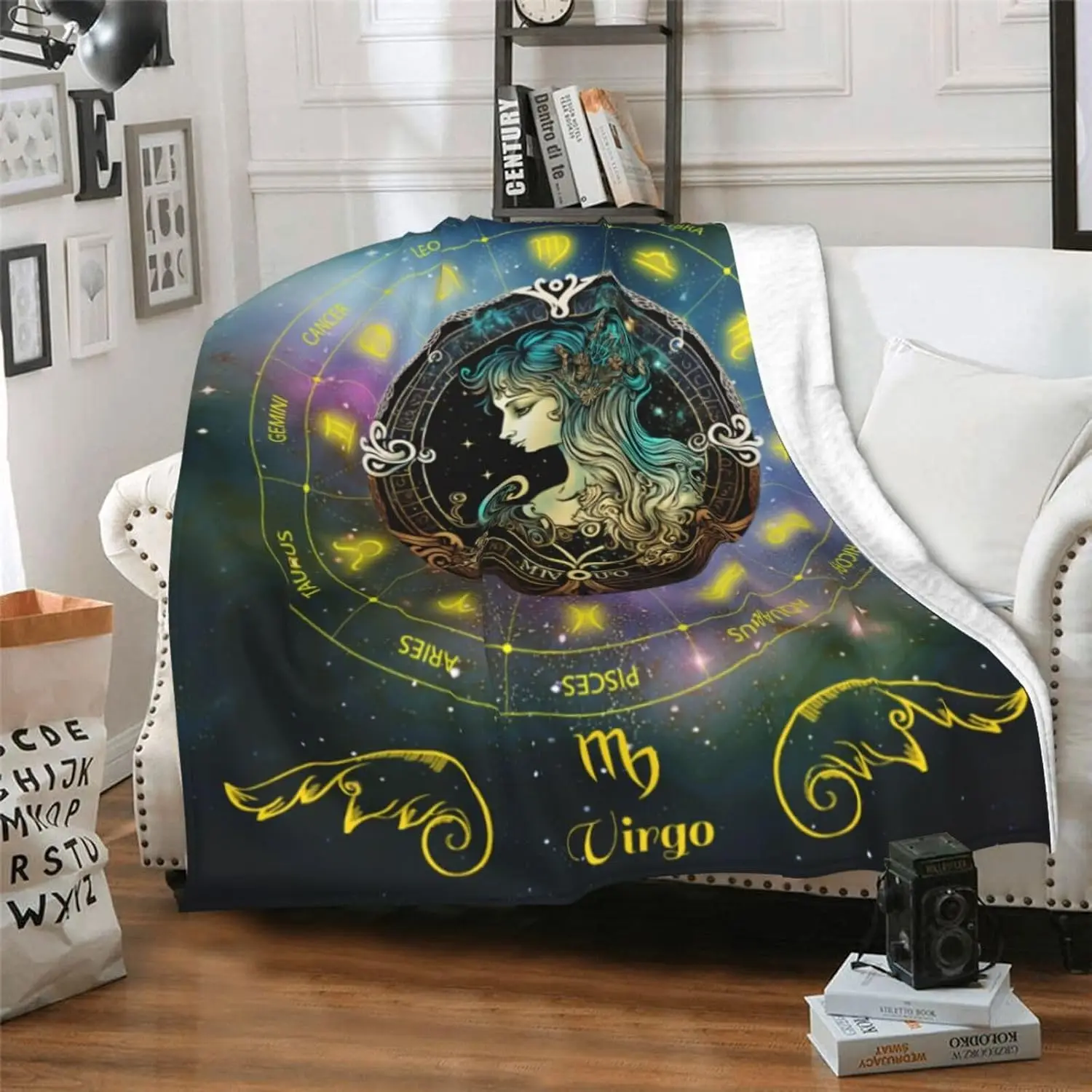 Cosmic Zodiac Astrology Constellation Star Sign Map Throw Blanket Fleece Throw Queen Size 150x200cm Gift for Her