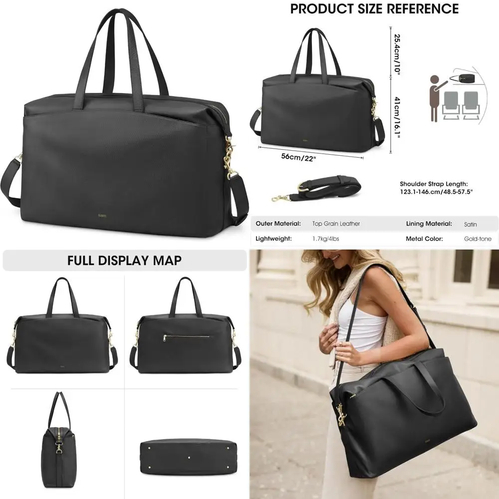 حقائب سفر جلدية للنساء في عطلة نهاية الأسبوع - حقيبة كبيرة من القماش الخشن طوال الليل لحمل عطلة نهاية الأسبوع