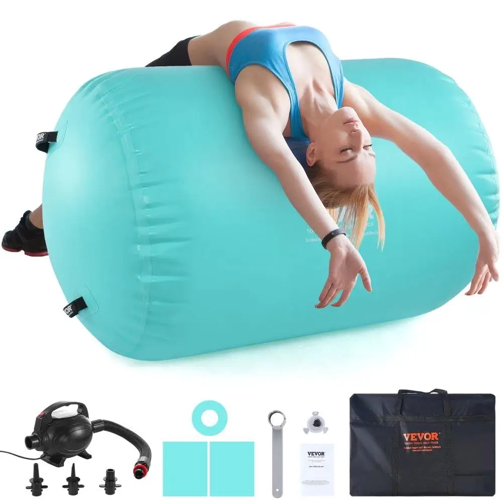 

Inflatable Air Mat Round Tumble Track with Electric Pump for home Gym Yoga Park Mint Green
