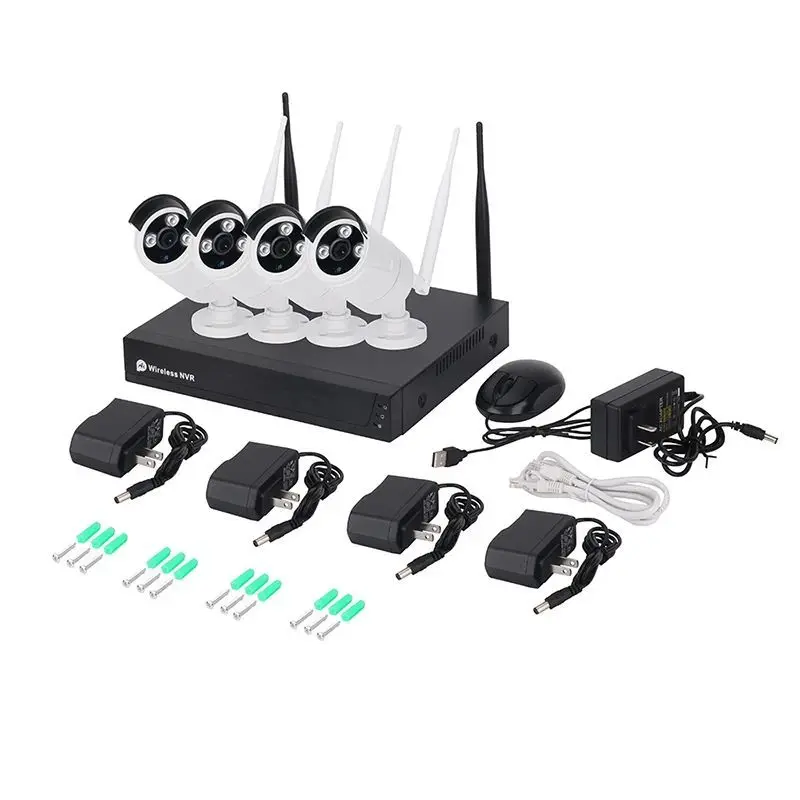 Smart 3MP 4CH OUtdoor Wifi NVR Camera Kit Night Vision 2MP HDD 4CH NVR Wireless Security Camera System WiFi NVR Kit