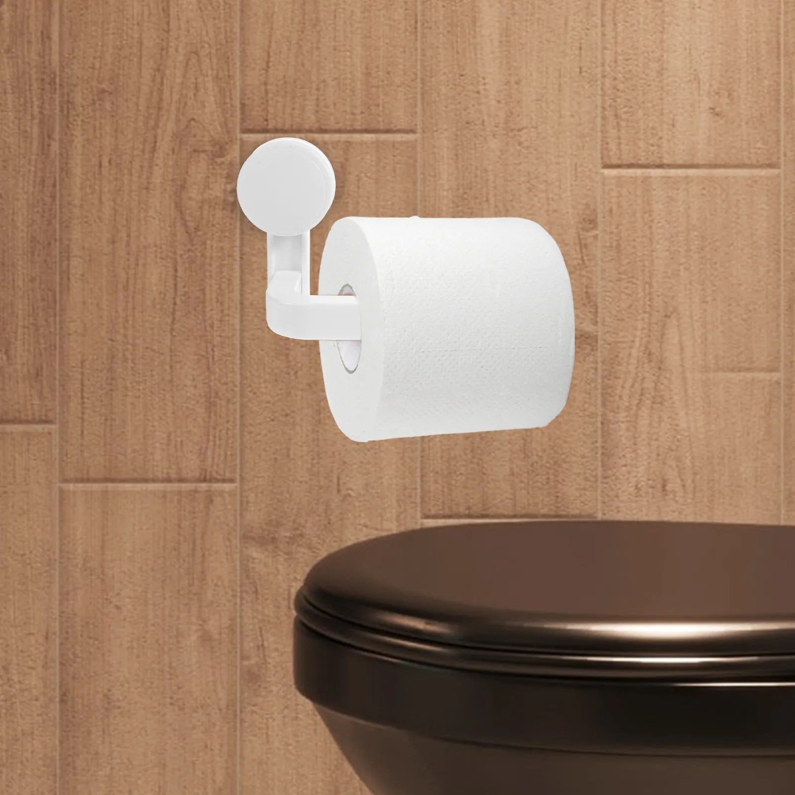 Wall Mounted Vacuum Suction Paper Holder No Drilling Required Toilet Tissue Organizer Easy Roll Change Towel Rack Bathroom view 6