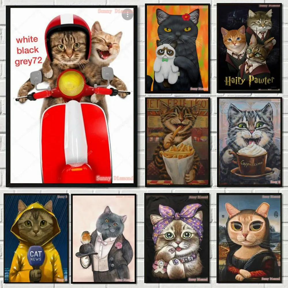 

Cartoon Funny Cat Diamond Painting 5D Full Drill Wall Art New Famous Movie Embroidery Abstract Pet Rhinestone Poster Home Decor