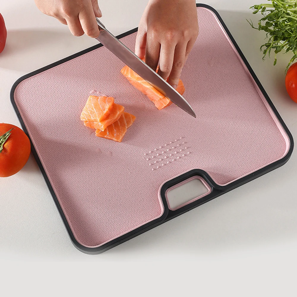 Double sided multifunctional wheat straw plastic cutting board for cutting meat, vegetables and fruits