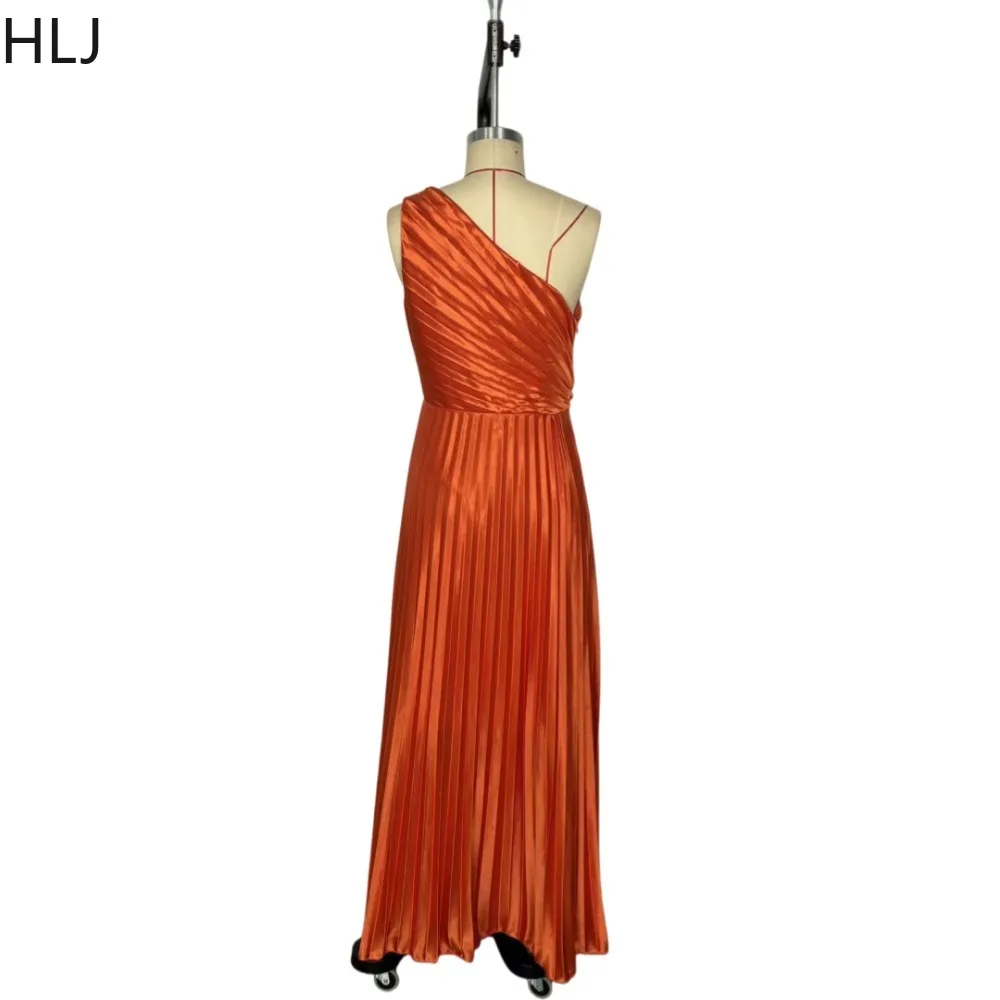 HLJ Elegant Ruched Patchwork Bodycon Dresses for Woman Solid Color Off Showlder Sleeveless Dress Female Streetwear Vestidos New