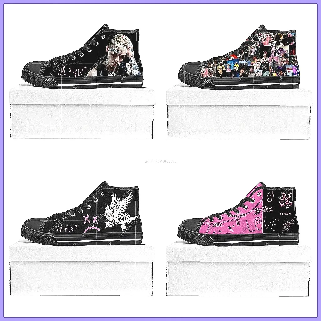 

Lil Peep Hip Hop High Top Canvas Sneakers for Men Women, Custom Casual Couple Shoes