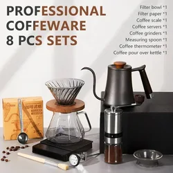 8 Piece/Set Specialized coffee grinder coffee store tools with Filter Dripper glass kettle parts coffee bar accessories