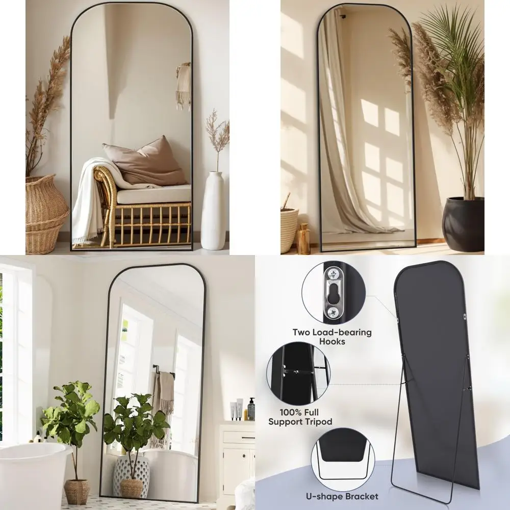 Large Arched Freestanding Floor Mirror, 71x27 Full Body Mirror with Stand for Bedroom and Living Room