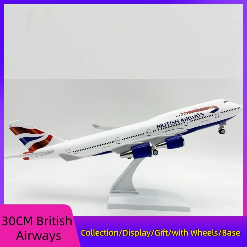 

Масштаб 1/250, 30 см, модель самолета, игрушка B747, британские воздушные пути, смола, литые под давлением самолеты, строительный комплект (с подставкой), авиационные игрушки F