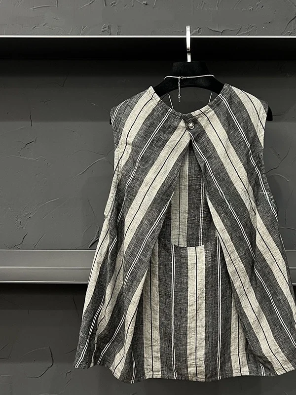 

plus Size Striped Bal Summer irt ex Casual Sle Mid-Length Loose Fit No-Sve round Ne Comfortable Breathable