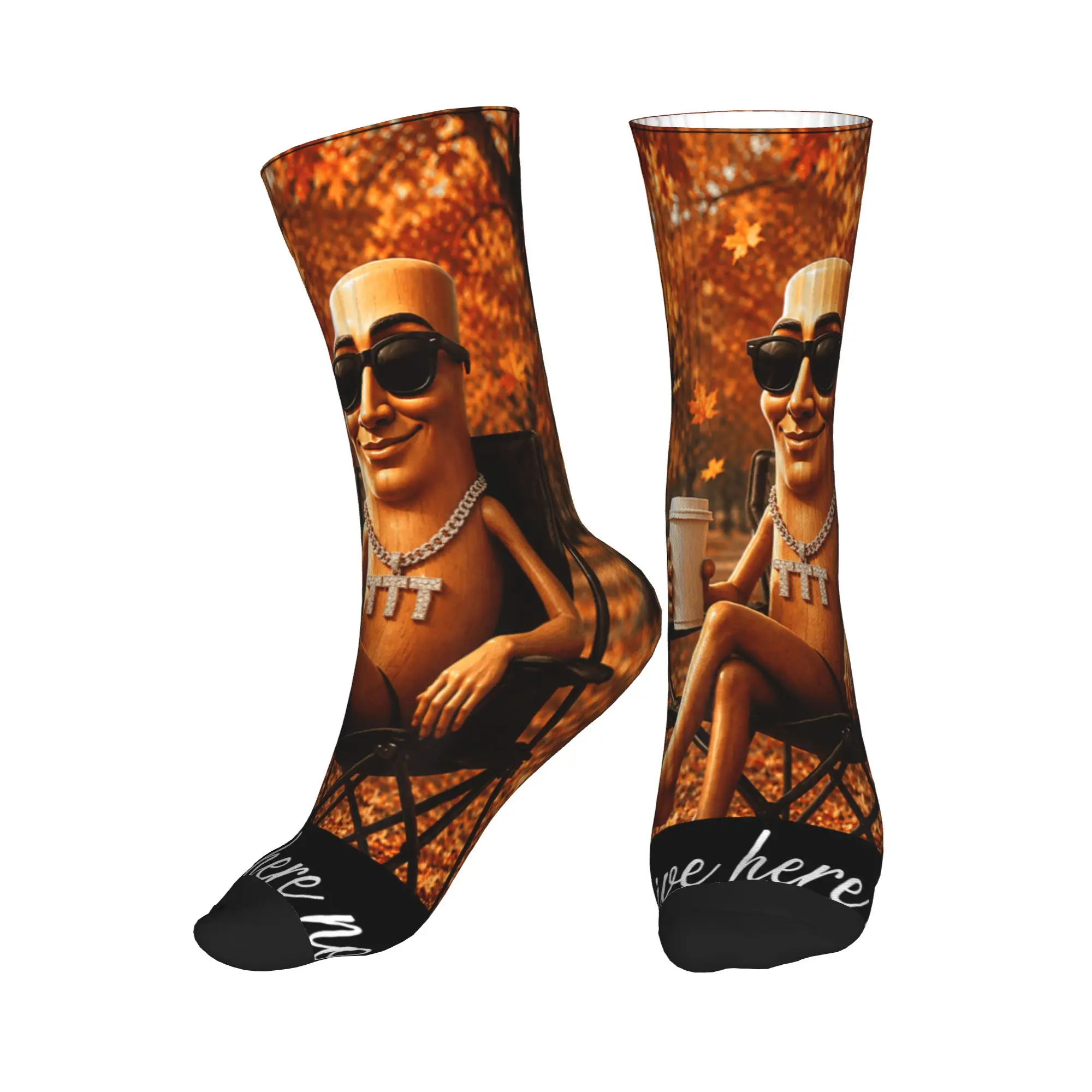 Men's Socks Autumn Park Coffee Time Funny Tung Sahur Brainrot Fall Meme Stockings Winter Leisure Soft Socks Running Anti Socks