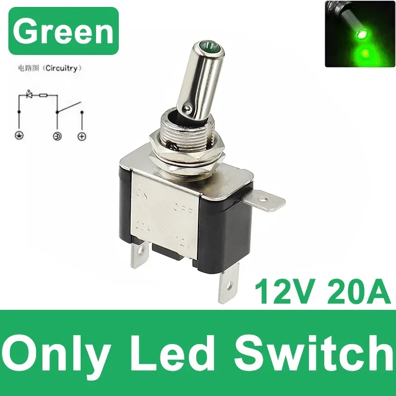 Beleuchteter LED-Kippschalter für Auto, Auto, Boot, LKW, mit Sicherheitsflugzeug, hochklappbarer Abdeckungsschutz, 12 V, 20 A, transparent