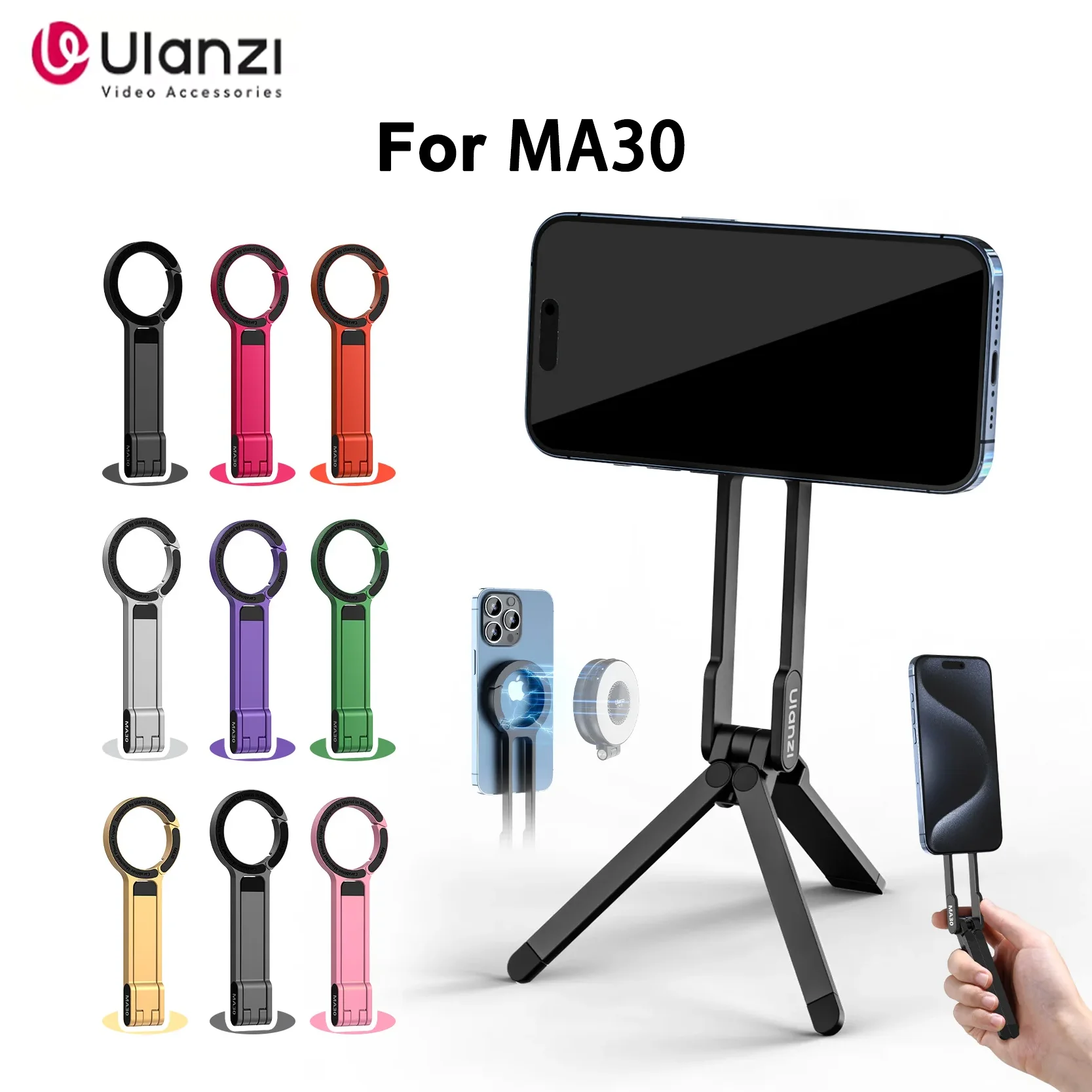 

Оригинальная магнитная подставка для телефона Ulanzi MA30, складной штатив с сильным магнитом, идеально подходящий для создания видеоблогов и прямых трансляций