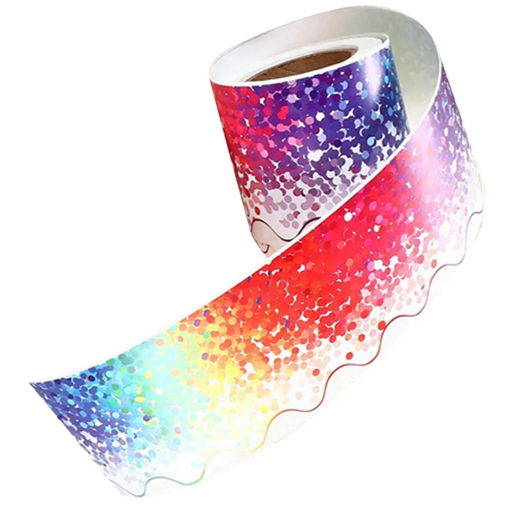 

1 Roll Cartoon Bulletin Board Border Wave Pattern Decorative Border Sticker Classroom Office Removable Colorful Trim