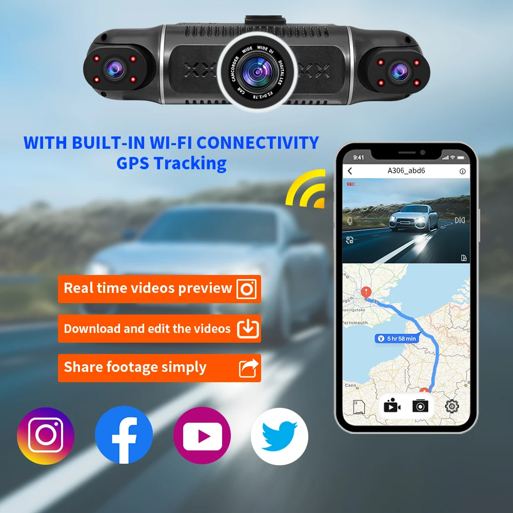 4 Channel Dash Cam Full HD 4*1080P For Car DVR 4 Lens 360°Auto Video Recorder Night Vision Rotatable camera car recorder WiFi