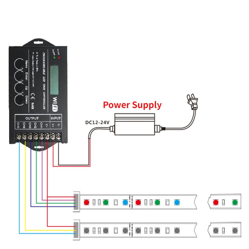 Imagem -05 - Wifi Rgb Tempo Programável Led Strip Dimmer Ânodo Comum Programável Canais 20a dc 12v 24v Tc420 Tc421