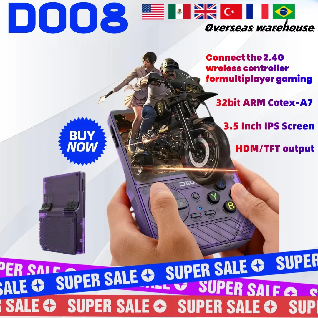 

D008 Handheld Game Console Open Linux System Retro Game Console 3.5 Inch IPS Screen 2500mAh Console Video Game Consoles Men Gift