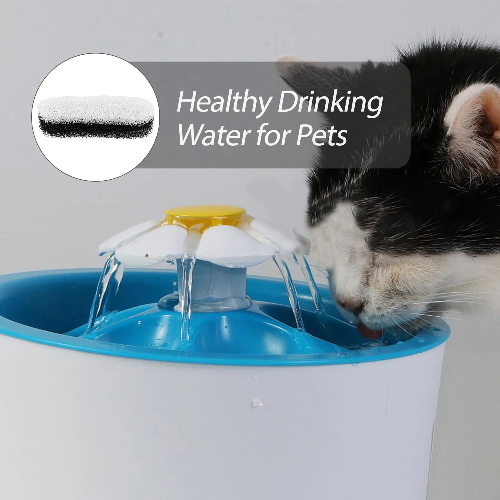 

6pcs Pet Water Fountain Filters Replacement Sponge FT666 Black White Cat Dog Bowl Accessories Clean Water Dispenser