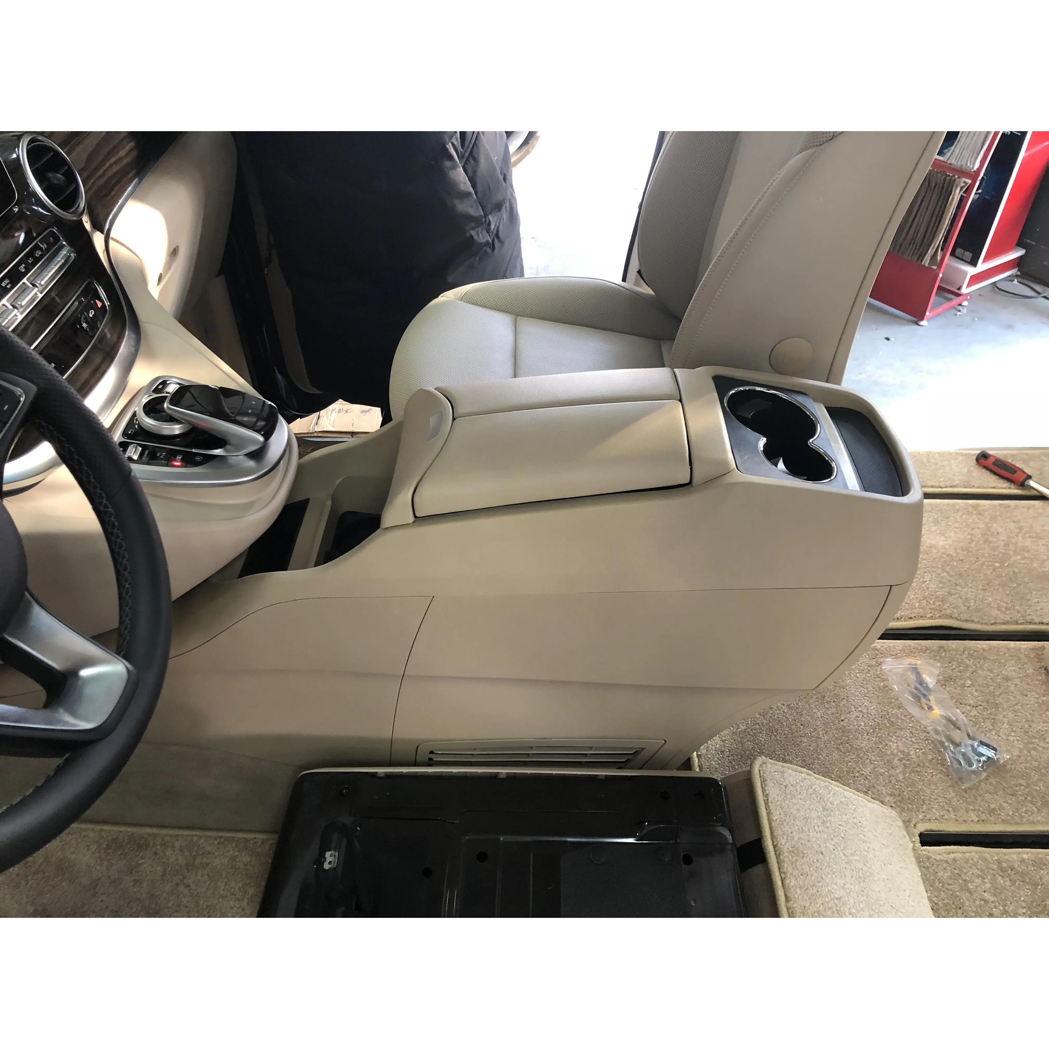 Benz Vito Car Central Armrest Box with Refrigerator Console Storage For W447 V-class VITO V250d V260