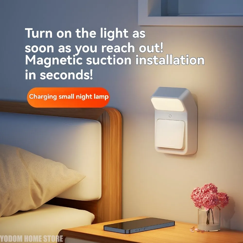 Charging Night Light Bedroom Sleep with Switch Pat Light Night Eye Protection Bedside Reading Dormitory Magnetic Reading Light