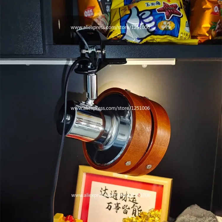 Swing Arm Clip Wall Lamp, Retro Japanese Solid Wood Sconce with Plug Cable, LED Reading Light for Bookshelf Bedside Office Table