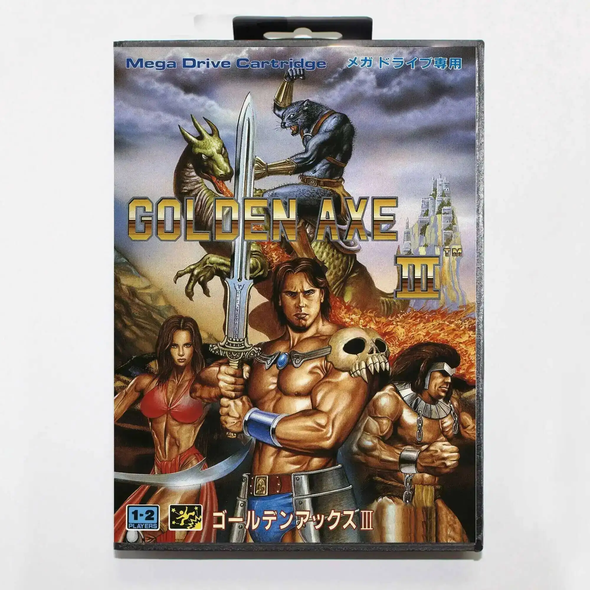 Cartão de Jogo Golden Axe 3 em Promoção com Caixa JP 16bit MD para Sega Mega Drive/Genesis
