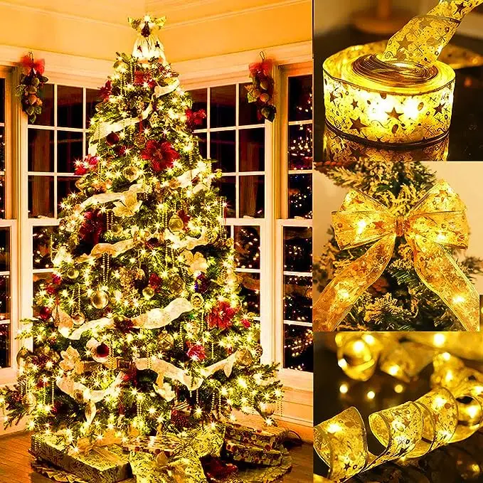 1/2/3/4/5/10m Christmas Decorations LED Ribbon Colored Lights Xmas Tree Pendant Ornaments for Home Decor Navidad New Year 2024