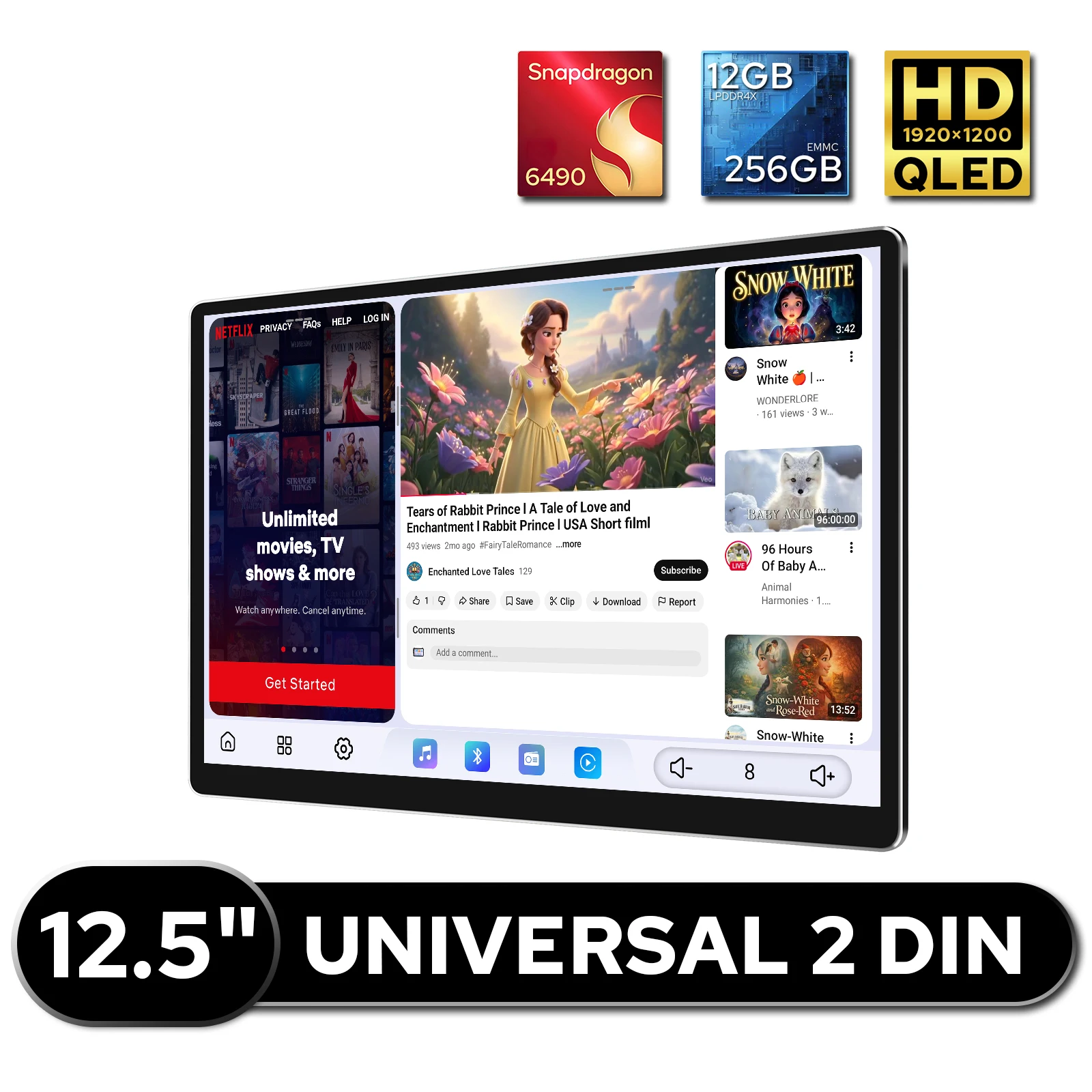 JOYING Universal Car Stereo Radio 12GB RAM 256GB HDMI Input Output USB Type-C Car Audio System GPS Navi Double 2 Din 12.5 Inch