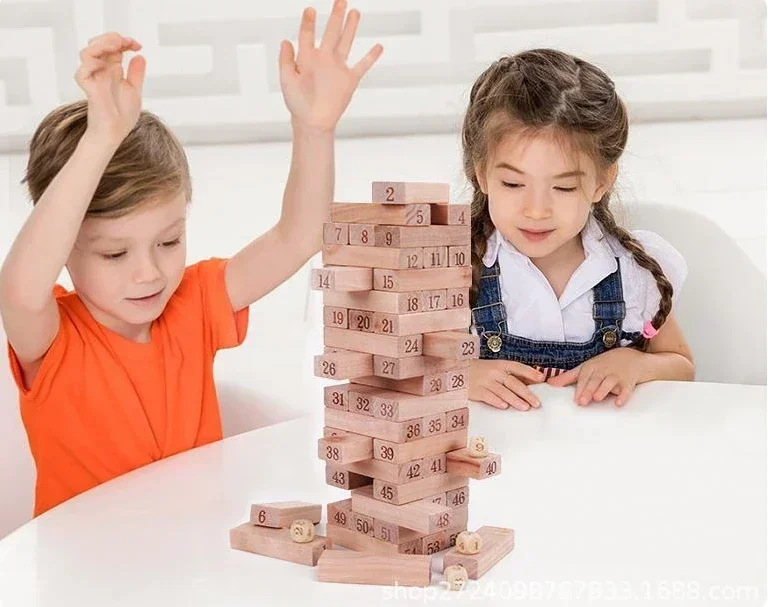 Children's Educational Wooden Building Blocks High Stacking Wood Board Game Parent-child Toy Wooden Building Blocks