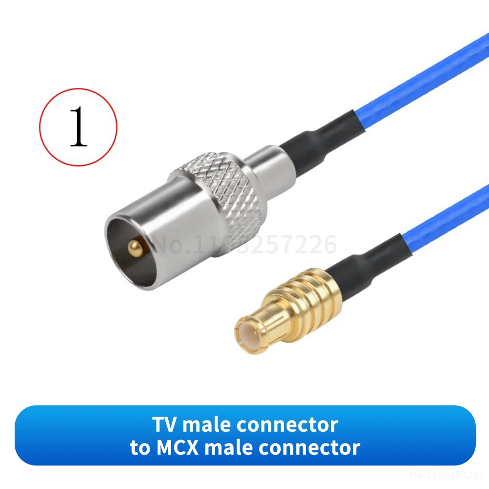 (1 Piece) TV to MCX Male / Female Connector (Ultra-flexible RG316 Blue RF Adapter Cable) TV to MCX Signal Extension Cable