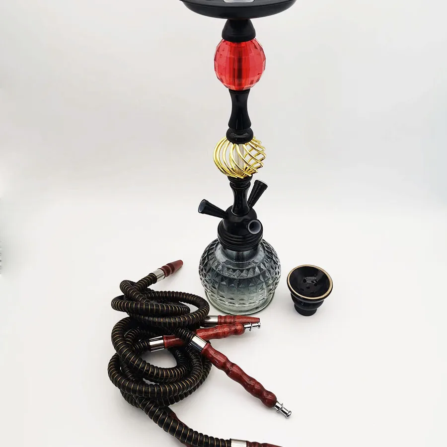 Arabia Hookah Set Large 3 Tube Shisha Glass Bottle Ceramic Bowl Hose Water Pipe Bar KTV Hookah Accessories Birthday Gift Decora