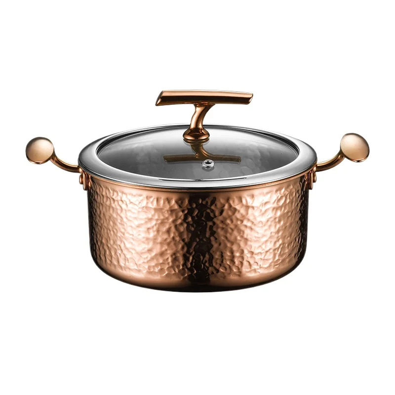 For 304 stainless steel hammer pattern single small hot pot gas stove induction cooker universal one person one pot large