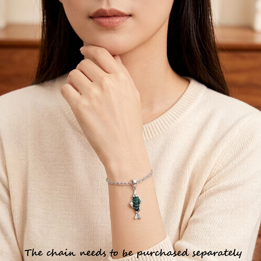 Blue Little Fish Pendant Charm European Style Fashion 925 Sterling Silver For Women & Men Fisher