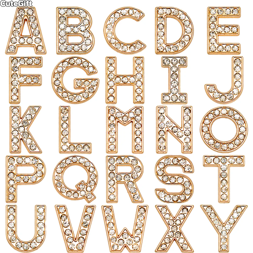Breloques de chaussures Alphabet en métal doré A-Z, 26 lettres, accessoires de chaussures, décorations pour femmes et filles, sabots classiques, broche à boucle, cadeau, 1 pièce