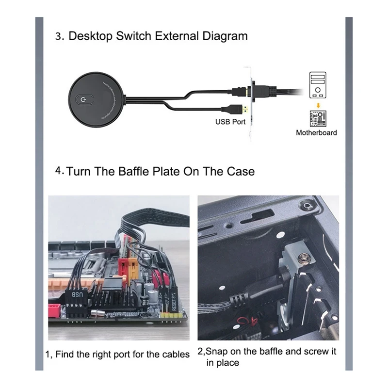 Computer Desktop Switch Internet Cafe Universele USB3.0 Audio Home Desktop Externe stroomverlengknop