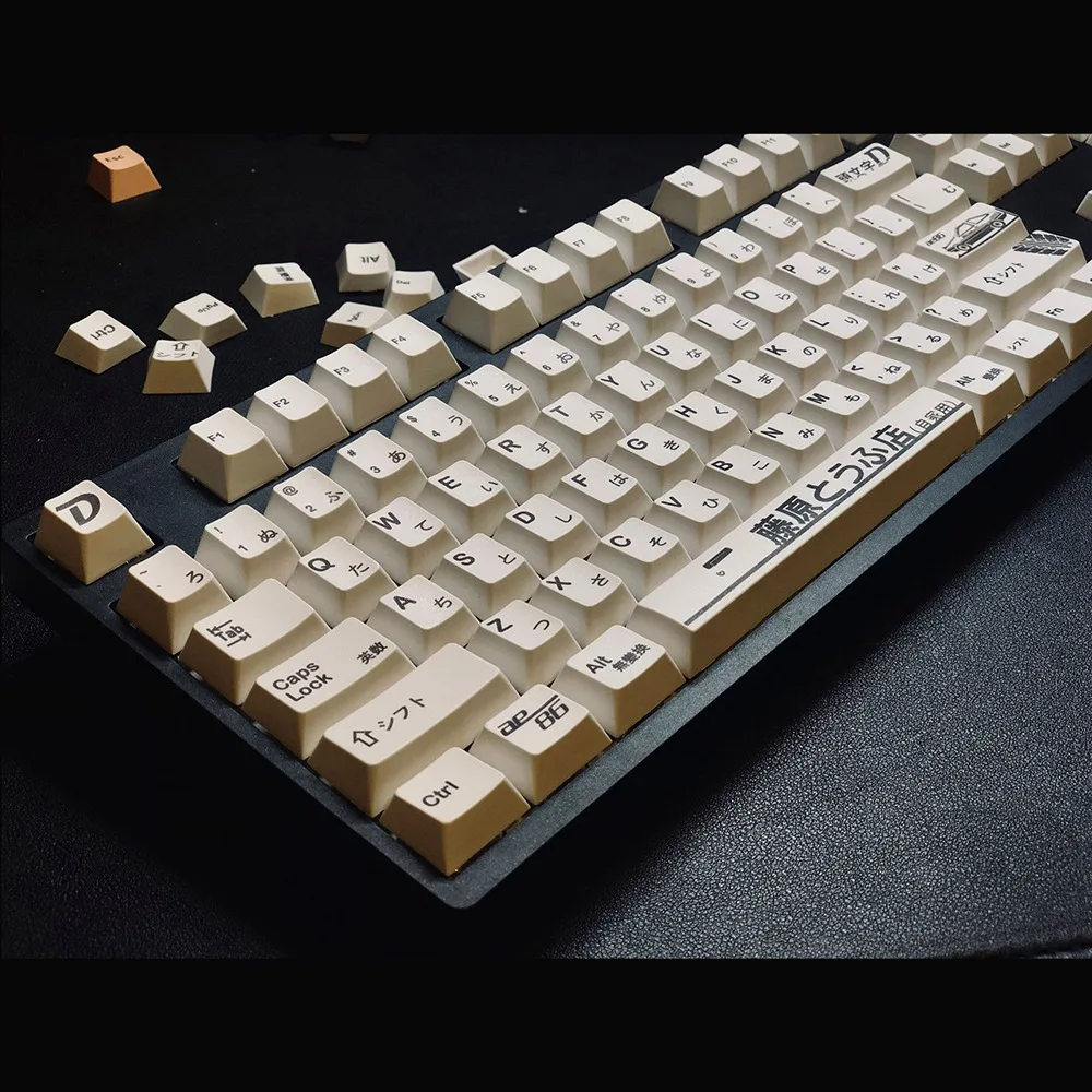 

124 Keys Japanese PBT White AE86 Initial D Cherry Keycaps for Cherry MX Keyboard 61 68 84 87 96 98 104 Z