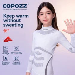 COPOZZ Temperatura Blocco Tech Senza Soluzione di Continuità Sci Biancheria Intima Termica Tute Bambini Tuta da Esercizio ad Asciugatura Rapida Sport Invernali Ragazze Ragazzi