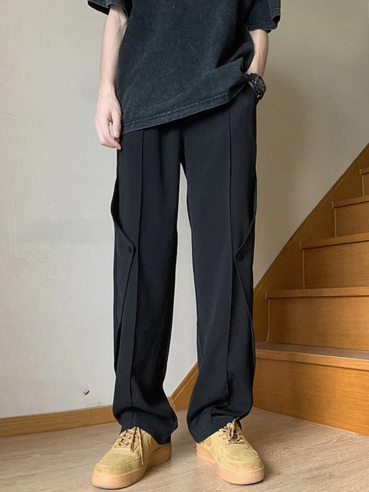 

Мужские брюки в американском ретро-стиле, свободные, слегка расклешенные, повседневные, длинные, модные, молодежные, дышащие, удобные