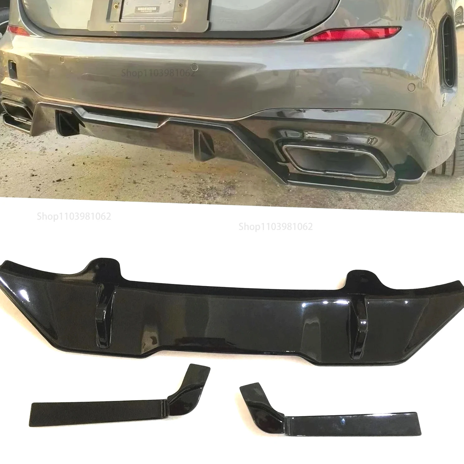 Для BMW 2 серии F44 228i M235i 2020-2021 2022 Gran Coupe, диффузор заднего бампера, блеск для губ, черный автомобильный спойлер, пластина загрузки, разделенный Для BMW 2 серии F44 228i M235i 2020-2021 2022 Gran Coupe, диффузор заднего бампера, блеск для губ, черный автомобильный спойлер, пластина загрузки, разделенный