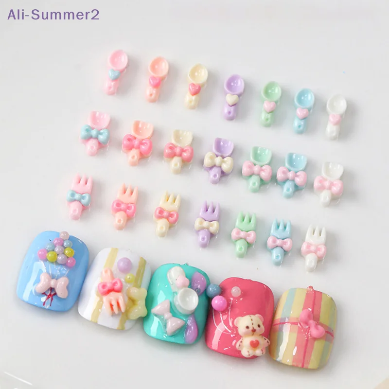 {Summer2} {Summer2} 50 Stück Niedliche Cartoon-Besteck-Nagelcharms 3D Harz-Schaufel-Gabel-Löffel Nagelkunst-Zubehör für DIY-Bastelarbeiten