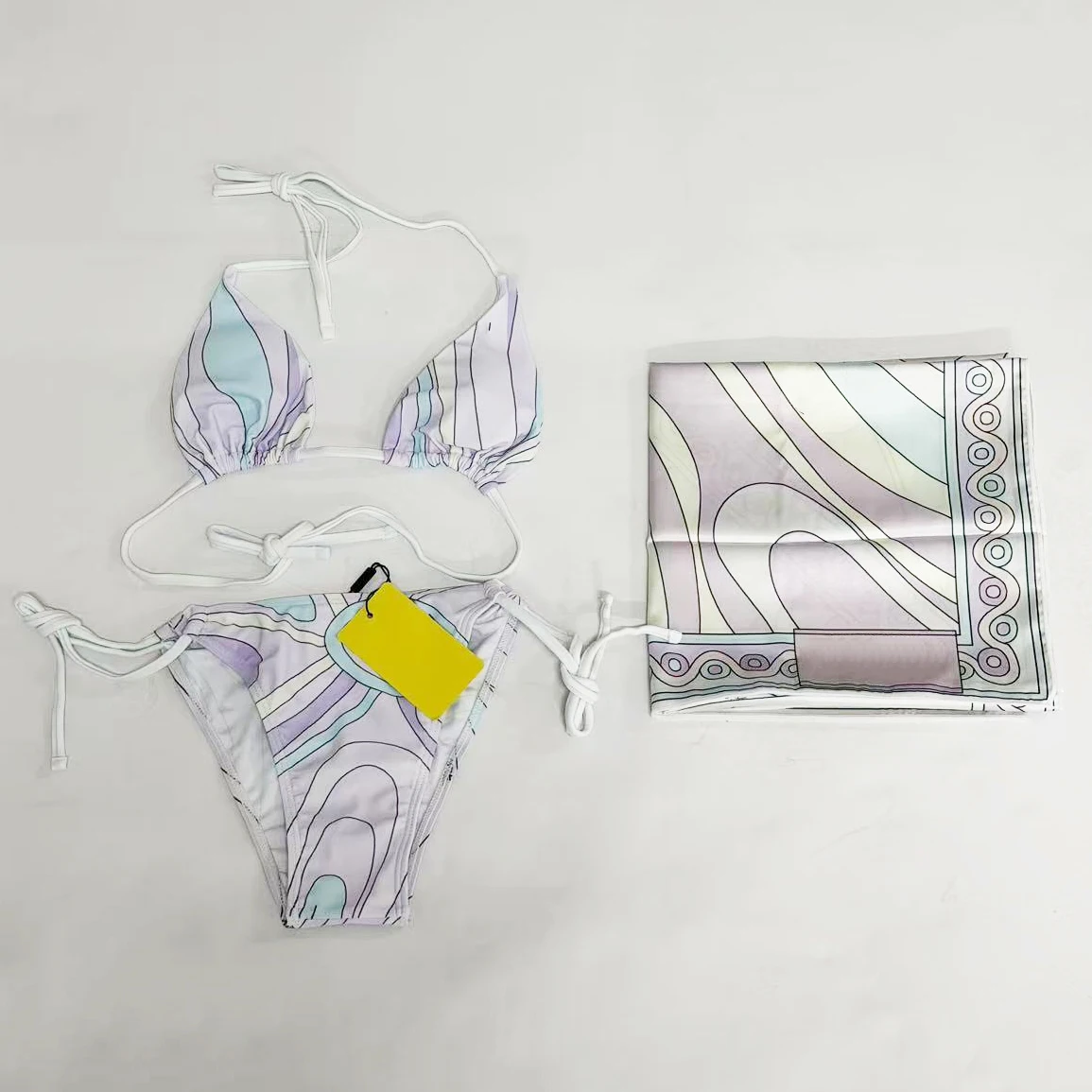 Classic Women's Purple Scarf Bikini Sets with Designer Letter Signature Logo Luxury Design Women's Two-Piece Swimsuits Swimwear