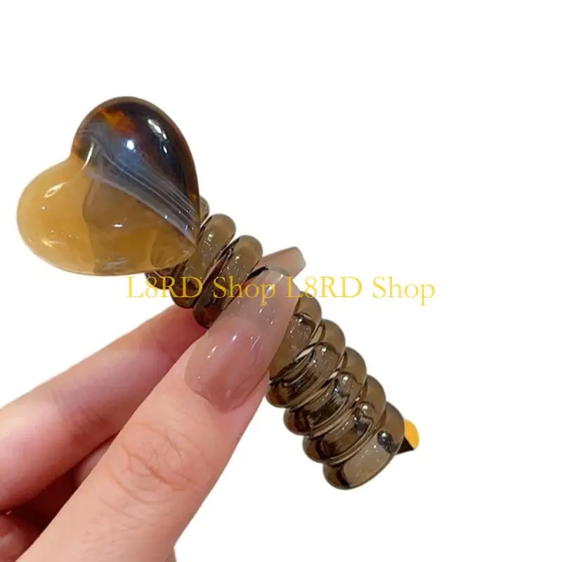 L8RD Heart Pattern Hair Elastics Strong Grip Ponytail Holders Travel Essential Hair Styling Accessories