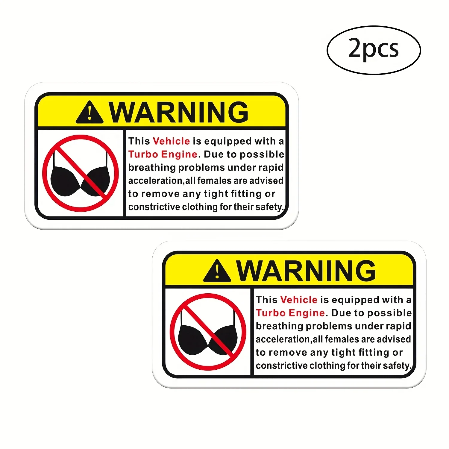 Amusing Turbo Safety Stickers (2pcs), Long - Lasting, for Vehicles, Laptops, Water Bottles, Notebooks, Phone Cases