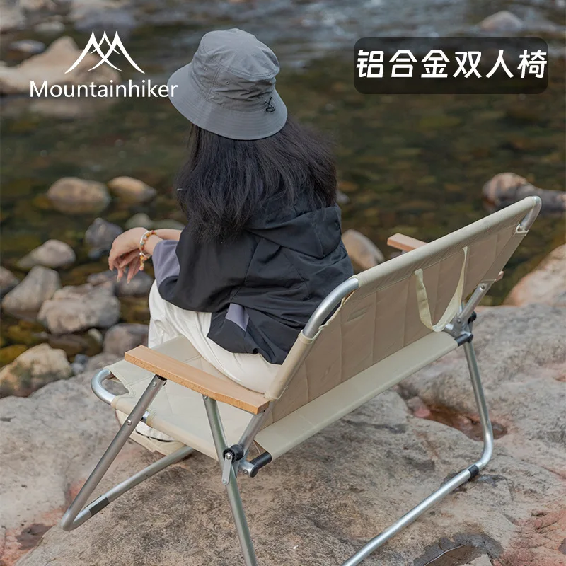 

Mountainhiker Oxford Fabric Outdoor Double Chair Portable Foldable Aluminum Camping Chair for Travel Hiking Self Driving
