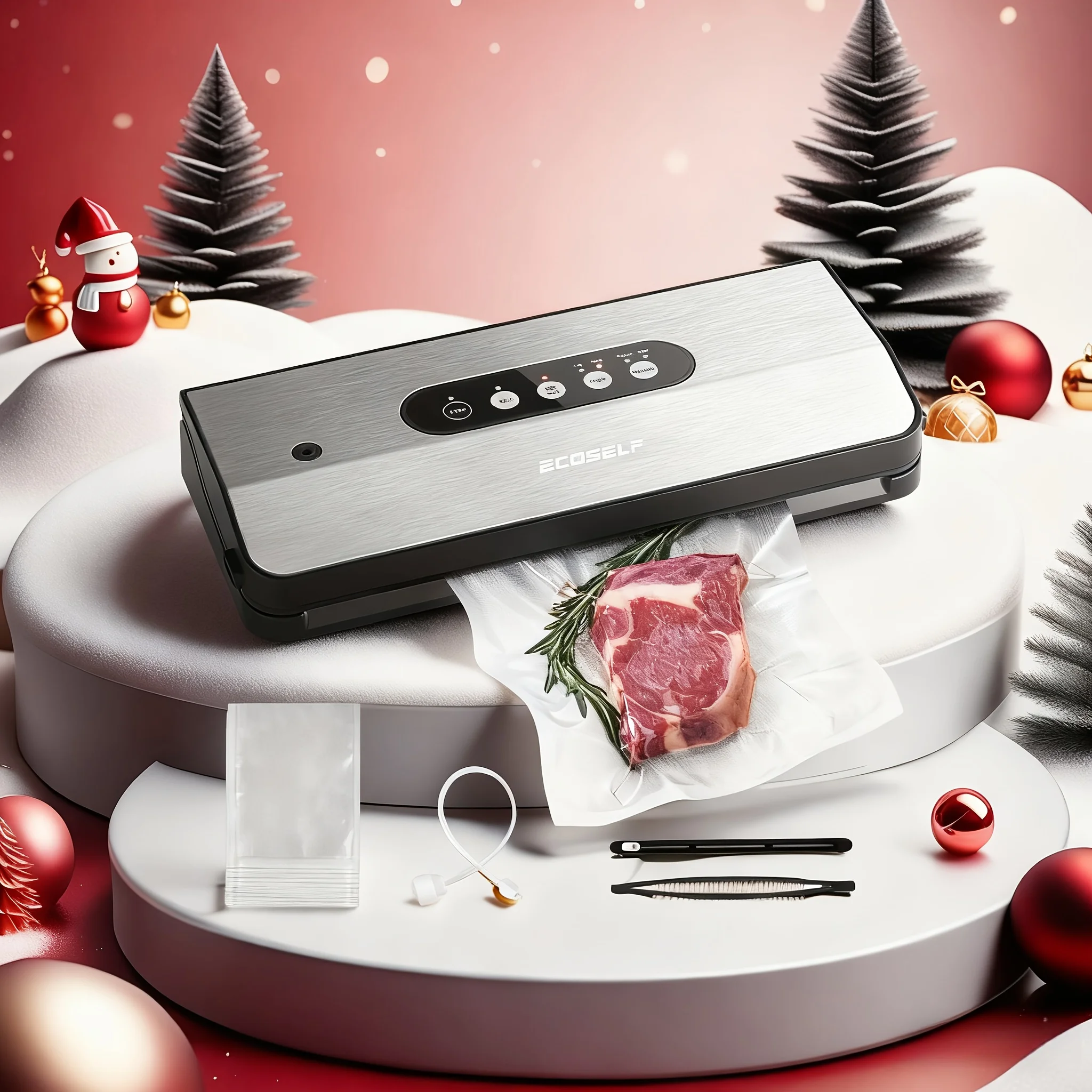 

Vacuum Sealer Machine, 65Kpa, 8-in-1 Sealing Machine with Cutter& Accessory Hosestrip& 10 Bags